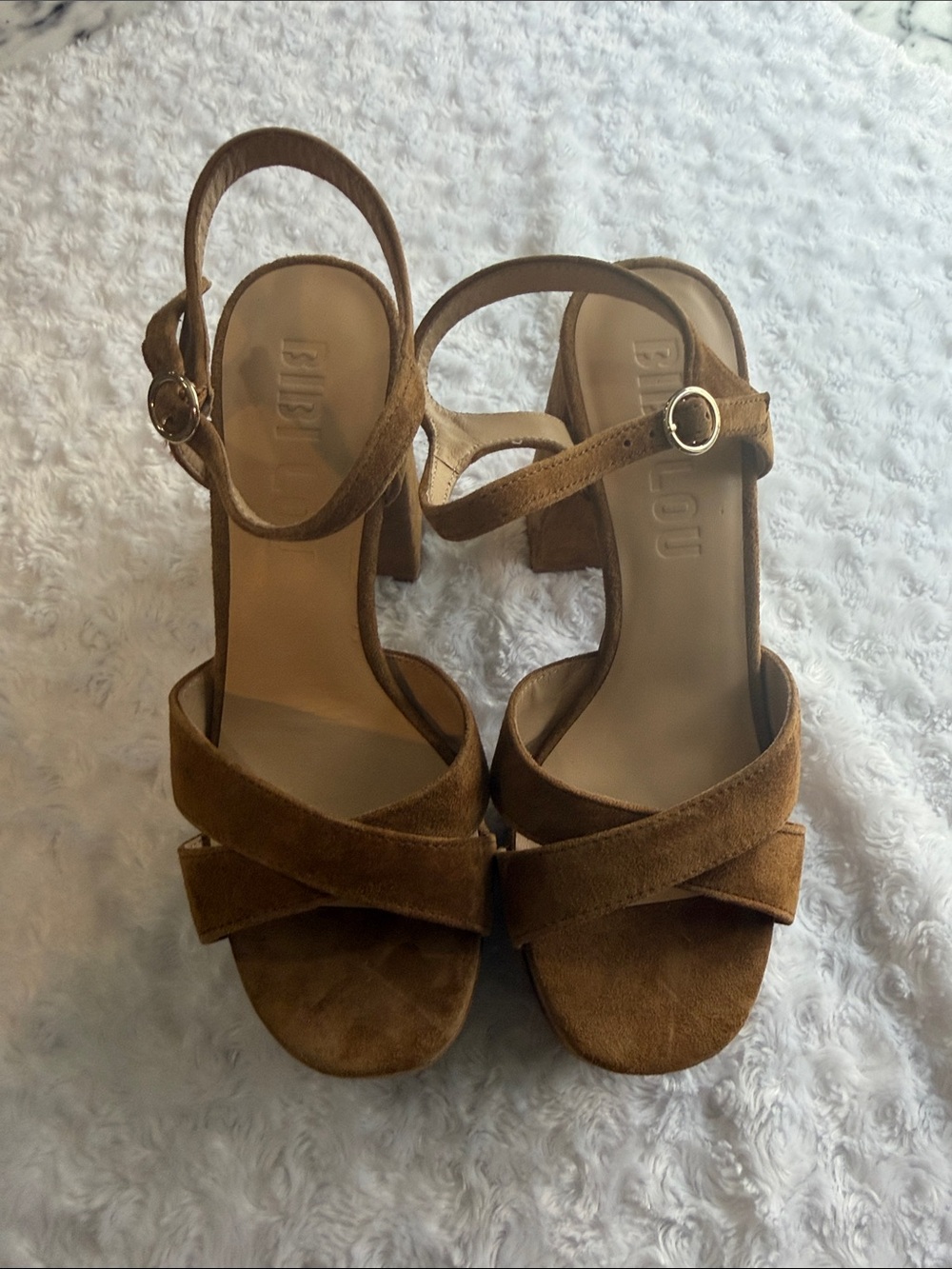 Bibi Lou Suede Platform Sandals in Brown Size 8.